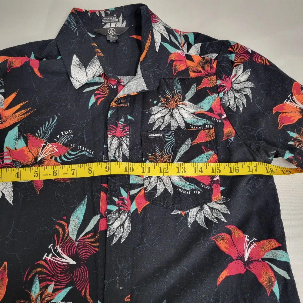 VOLCOM SHIRT FLORAL MODERN FIT VERANO STONE BLACK, SIZE SMALL - Picture 11 of 11